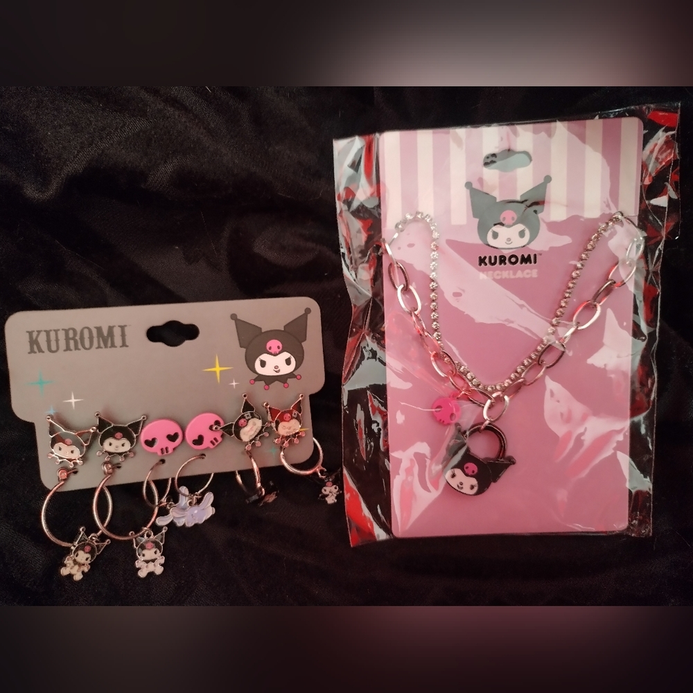 (SOLD) KUROMI Earring and Necklace Set